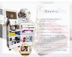 楽天市場 新スタンドコスメボックス スタンドコスメワゴンプレミアム アクセサリー 収納 ドレッサー キャスター付き 完成品 送料無料 コスメボックス コスメワゴン メイクボックス 化粧台 鏡付き 化粧品 ワゴン コスメ 白 ホワイト ミニドレッサー 木製 あす楽