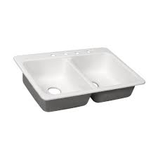 White kitchen sinks available in a wide range of styles. Tuscany Drop In 33 Cast Iron 4 Hole Double Bowl Kitchen Sink At Menards