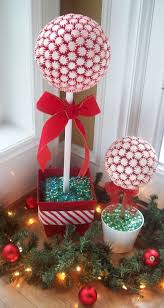 Although homemade candy canes require some time and energy, everyone's amazement and delight—including your own—will make the endeavor worthwhile. Peppermint Candy Topiaries Featuring Lor From Show Tell Share Handmade Holidays Project No 15 Bystephanielynn Christmas Diy Christmas Decor Diy Xmas Crafts