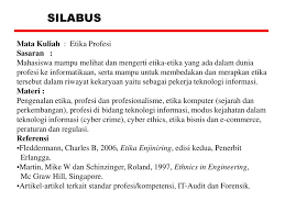 We did not find results for: Silabus Mata Kuliah Etika Profesi Sasaran Ppt Download