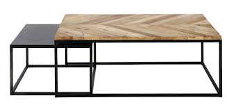 2 satzcouchtische aus recyclingholz und metall b 60 cm und 120 cm chevron tisch couchtisch metall wohnzimmertische