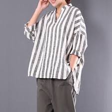 Black And White Vertical Striped Shirt Womens 2018 Spring Zanzea Plus Size M 5xl Cotton Linen Blouse Women Stand Collar V Neck Loose Irregular Vertical Striped Shirt Asymmetrical Shirt Women Shirts Blouse