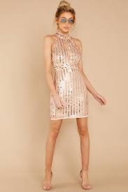 Elegant Rose Gold Sequin Dress Short Shiny Party Dress Dress 54 Red Dress Boutique Rose Gold Dress Short Gold Dress Short Sequin Dress Short