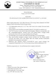 Padahal, dokumen pakta integritas itu sebelumnya disebut menjadi syarat wajib yang mesti diisi oleh mahasiswa baru. Pemberitahuan Tata Cara Ujian Akhir Semester Daring Online Fakultas Teknik