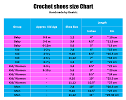 Crochet Shoes Size Chart Free Printable Crochet Crochet