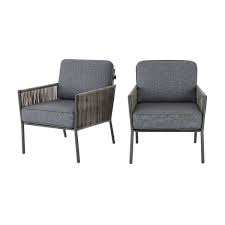 Hampton Bay Tolston Wicker Outdoor Patio Stationary Lounge Chairs With Charcoal Cushions 2 Pack Lg19189 In 2020 Lounge Chair Outdoor Patio Lounge Chairs Hampton Bay