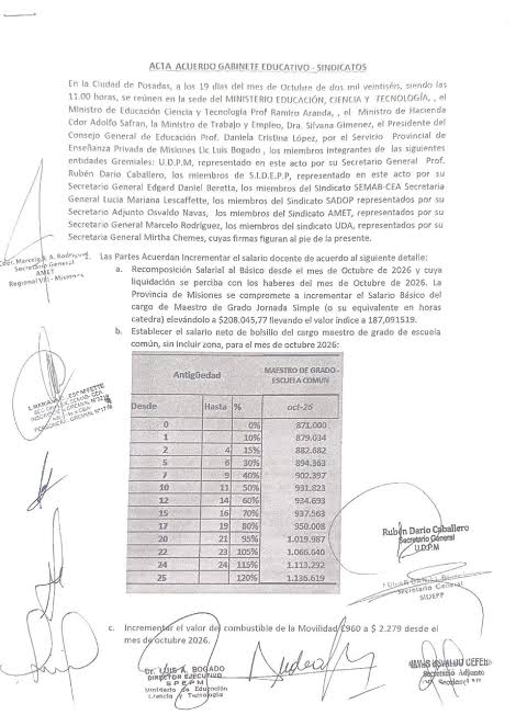 El Gobierno provincial y docentes alcanzaron un nuevo acuerdo salarial - Primera Edici�n