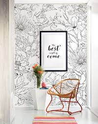 Botanical Garden Hand Drawn Flowers Accent Mural Wallpaper Line Art Flowers Extra Large Wall Art Peel And Stick Wall Poster Mural Wall Art Wall Art Wallpaper Flower Mural