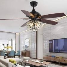 Update the quantity in your cart. Black Ceiling Fan With Light Kit Crystal Chandeliers Fan Light 52 Metal Indoor Mute Quiet 5 Reversible Blades Remote Control Ceiling Fan Light 52 Inch Living Room Bedroom Crystal Fan Light Buy Online