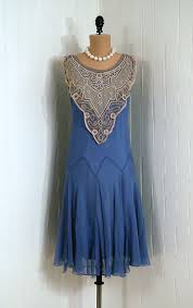 Ephemeral Elegance Crepe Chiffon Dress With Mixed Lace Bib And Fashion Etsy Vintage Dress 1920s Fashion