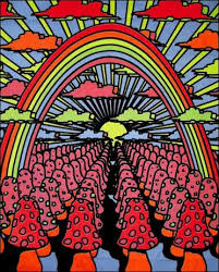 Opticz Rainbow Mushroom Black Light Tapestry Blacklight Tapestry Fabric Poster Art Collage Wall