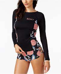Roxy Printed Long Sleeve Rash Guard Women S Swimsuit Tankini With Shorts Roxy Swimwear Women Swimsuits