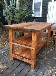 Furniture Ideas Simple Carpenter Made Rectangular Open Shelving Butcher Block Rustic Kitchen Island Out Rustic Kitchen Island Diy Kitchen Island Rustic Kitchen