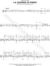 Lascia che il vento ti passi un po' addosso. Fabrizio De Andre La Guerra Di Piero Sheet Music Leadsheet In D Minor Download Print Sku Mn0165132