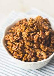 Spicy Korean Style Roasted Walnuts Recipe Roasted Walnuts Spicy Walnuts Healthy Afternoon Snacks