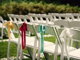 Dress Up Simple White Folding Chairs With A Ribbon Bow Outdoor Wedding Jewish Wedding Ceremony Brown Wedding