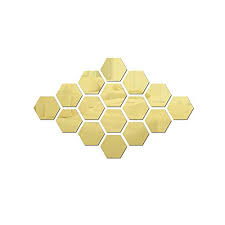 Wall mirrors under $250 — cobalt + gold. Baofengxue Hexagon Sticker 42 Pcs Hexagonal Detachable Mirror Acrylic Wall Sticker Self Adhesive Six Sided Home Living Room Bedroom Shop Art Decoration Large Gold Buy Online In Bahamas At Bahamas Desertcart Com Productid 151832292