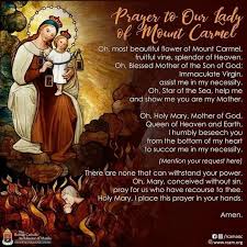 Prayer To Our Lady Of Mount Carmel In 2020 Lady Of Mount Carmel Catholic Prayers Novena Prayers