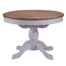 Georgia Grey Painted And Oak Dining Table Round Extending Pedestal Round Pedestal Dining Round Pedestal Dining Table Painted Dining Table