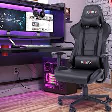 Furmax Gaming Office Chair Ergonomic High Back Racing Style Adjustable Height Executive Computer Chair Pu Leather Swivel Desk Chair Black Furmax
