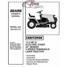 Craftsman is one of the brands of the american company sears, the owner of a chain of the same name hypermarkets. Craftsman Tractor Parts Manual 944 601131