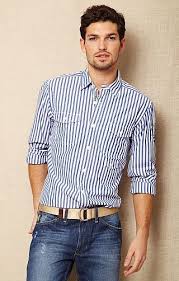 Black And White Striped Shirt With Jeans Men Striped Dress Shirt With Pockets Canvas Loop Belt Jeans Mens Outfits Well Dressed Men Mens Fashion