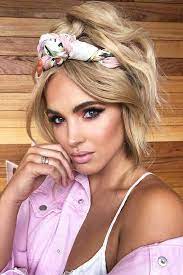 27 Flattering Hairstyles That Can Beautify Your Big Forehead Scarf Hairstyles Headband Hairstyles Headbands For Short Hair