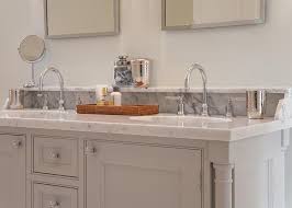 Check spelling or type a new query. Gray Bathroom Vanity With Marble Backsplash Shelf Transitional Bathroom