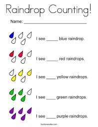 Coloring pages are funny for all ages kids to develop focus, motor skills, creativity and color recognition. Raindrop Counting Coloring Page Twisty Noodle