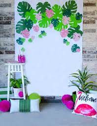Get nautical with our beach themed decorations! How To Make A Tropical Backdrop Hawaiian Party Decorations Diy Party Decorations Luau Birthday Party