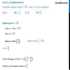Ex 2 1 14 Find Value Of Tan 1 Root 3 Sec 1 2 Ex 2 1