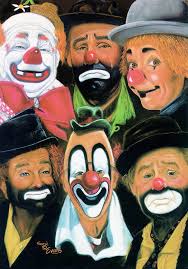 Six great clowns Pastel by Sally Evans - Pixels