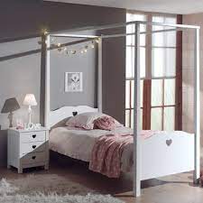 The headboard and footboard have three inlaid panels to add a dimensional element. Amori Kids Four Poster Bed In White Kids Beds Cuckooland