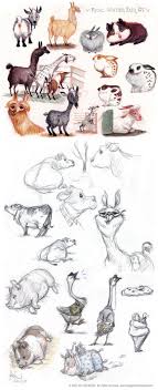 Farm Animals Gouache On Watecolor Paper 8 1 2 X 11 Inches Pencils On Paper 11 12 8 Animals F Animal Drawings Character Design References Sketches