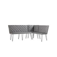 These dining bench with back are available in various distinct colors and shapes to choose from and can also be customized according to your preferred style and color. Grey Corner Dining Bench Set Studded Back Buyitdirect Ie