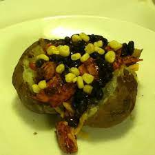 Rib Crib Sante Fe Spud At Home Baked Potato With Butter Shredded Cheese Barbecue Chicken Black Beans Corn And Dinner Recipies Recipes Foodie Inspiration