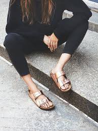 Birkenstock Arizona Rose Gold Sandals Arizona Metallic Birkenstock Fashion Birkenstock Outfit Birkenstock