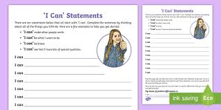 Teacher english, worksheets i statements 0. I Can Statements Worksheet Teacher Made