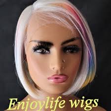 H.d Lace Front White Blonde Rainbow Highlighted Dream Bob
