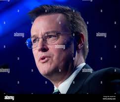 Joe Sprague, Senior Vice President, Communications and External Relations,  Alaska Airlines, speaks at the 14th Annual Aviation Summit in Washington,  Tuesday, March 17, 2015. (AP Photo/Pablo Martinez Monsivais Stock Photo