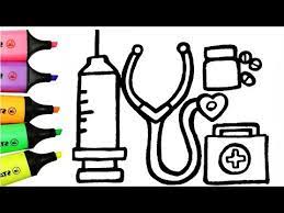 Menggambar dan mewarnai alat alat dokter untuk dokter cilik dan anak. Gambar Peralatan Dokter