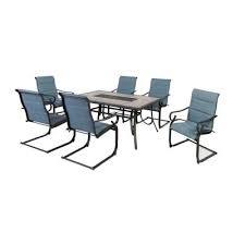 Hampton Bay Oak Cliff 7 Piece Outdoor Dining Set With 4 Stationary 2 Swivel Chairs And Chili Cushions 176 411 7d V3 The Home Depot Patio Dining Set Outdoor Dining Set Patio Dining