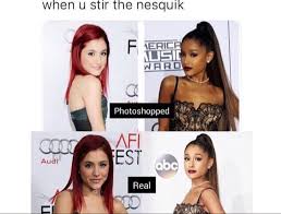 Ariana was getting her hair color changed in a private salon and for some strange reasons, she went bare face and didn't have any cosmetics on whatsoever. Thread By Itsyaboyari Ariana Grande Does Not Blackfish Debunking The Widespread Edited Photoshop Photos And