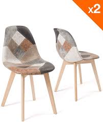 Kayelles Lot De 2 Chaises Patchwork Scandinaves Nada Patchwork Marron Amazon Fr Cuisine Maison Chaise Chaise Design Chaise Cuisine