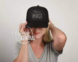 Blank Black Woman S Sport Baseball Hat Cap Mockup Photo Girl S Design Apparel Mock Up Woman Model Baseball Hats Women Sport Women Model