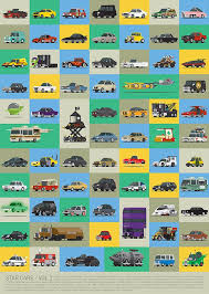 Star Cars Vol 2 A Poster Featuring 71 More Illustrations Of Famous Vehicles From Tv And Movies Tv Cars Cars Movie Famous Vehicles