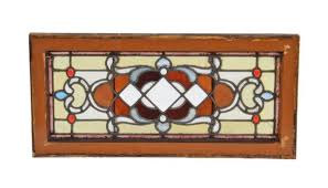 28w x 9h beveled ellsinore transom stained glass window. Late 1880 S Intricately Designed American Victorian Era Interior Residential Stained Glass Transom Window With Centrally Located Clear Bevel Diamonds