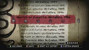 Guitar Hero Metallica Songlist Youtube