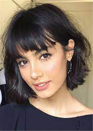 Ericdress Short Bob Hairstyles Straight Human Hair With Bangs Capless Wigs 8 Inches Short Hair Styles Short Hair With Bangs Short Bob Hairstyles