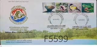 This is a list of the bird species of india and includes extant and recently extinct species recorded within the political limits of the republic of india as defined by the indian government are known to have 1349 species as of 2019, of which 78 are endemic to the country. India First Day Cover Endemic Species Of Indian Biodiversity Hotspots 11th Conference Of Parties Convention On